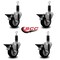 Service Caster 3.5'' Black Poly Swivel 1-1/8'' Expanding Stem Caster Set with Brake, 4PK SCC-EX20S3514-PPUB-BLK-PLB-118-4 - alternate 4
